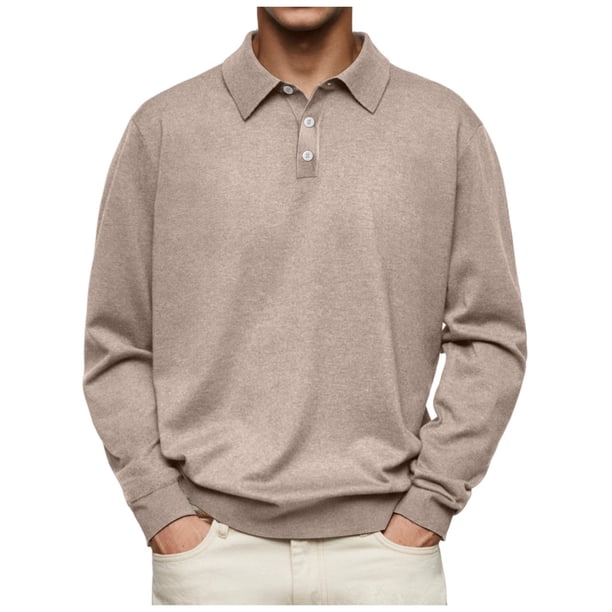 Camisa informal de manga larga con botones y color liso para hombre: diseño con solapa, material de poliéster, adecuada para el trabajo y la oficina, tallas S-XXXL.