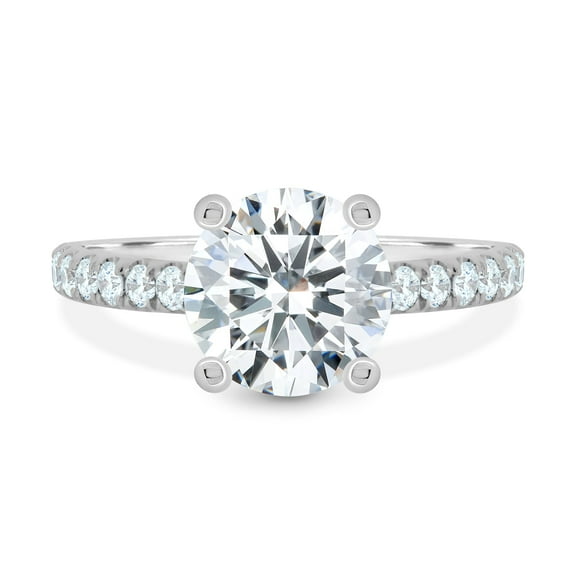 ESTE ORIGIN 3.75ctw Round Cut Moissanite Engagement Ring 10K White Gold Ring with Pave Band for Women US 4.5