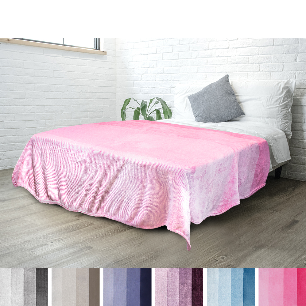 PAVILIA Flannel Fleece Ombre Throw Blanket for Couch Super Soft Cozy