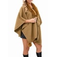 thumbnail image 3 of Women'S Open/ Front Cardigan Solid Color Poncho Cape Plus Size Knit Wraps for Fall Winter Camel Color One size, 3 of 9