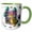 Green/White, variant on 3drose, Image of Crocodile Says Mardi Gras Time on Purple Gold Balloons, 11oz Two-tone Red Mug