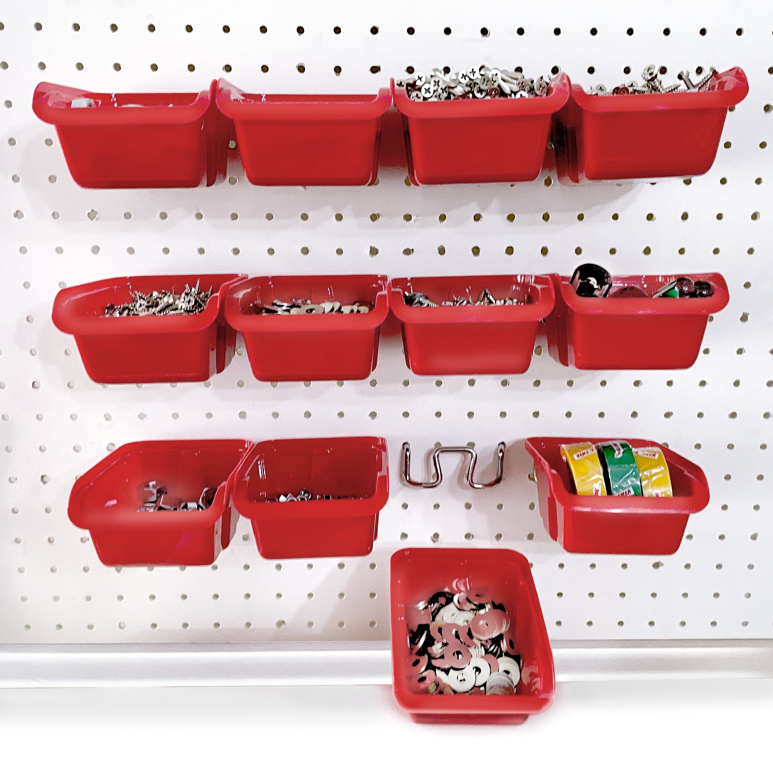 Buttons Bolts Beads Todeco Wall Mounted Storage Bins Set with 28 Garage Organization Bins Screws 16 Tool Organizers Accessories & 2 Pegboard for your Nuts Nails Other Small Parts