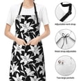 thumbnail image 6 of Uemuo Lilies Flowers Pattern Waterproof Apron Adjustable Dishwasher Apron- Apron for Women Men Heavy Duty Work Apron for Dishwashing Chemical Lab, 6 of 9
