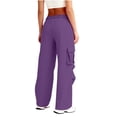 thumbnail image 6 of Abomasnow Women's Cargo Sweatpants Wide Leg Baggy Drawstring Elastic Waist Athletic Joggers with 4 Pockets S-2XL, 6 of 7