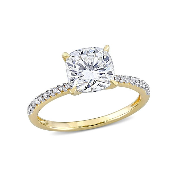 Everly Women's Created Moissanite and Diamond 14K Yellow Gold Engagement Ring