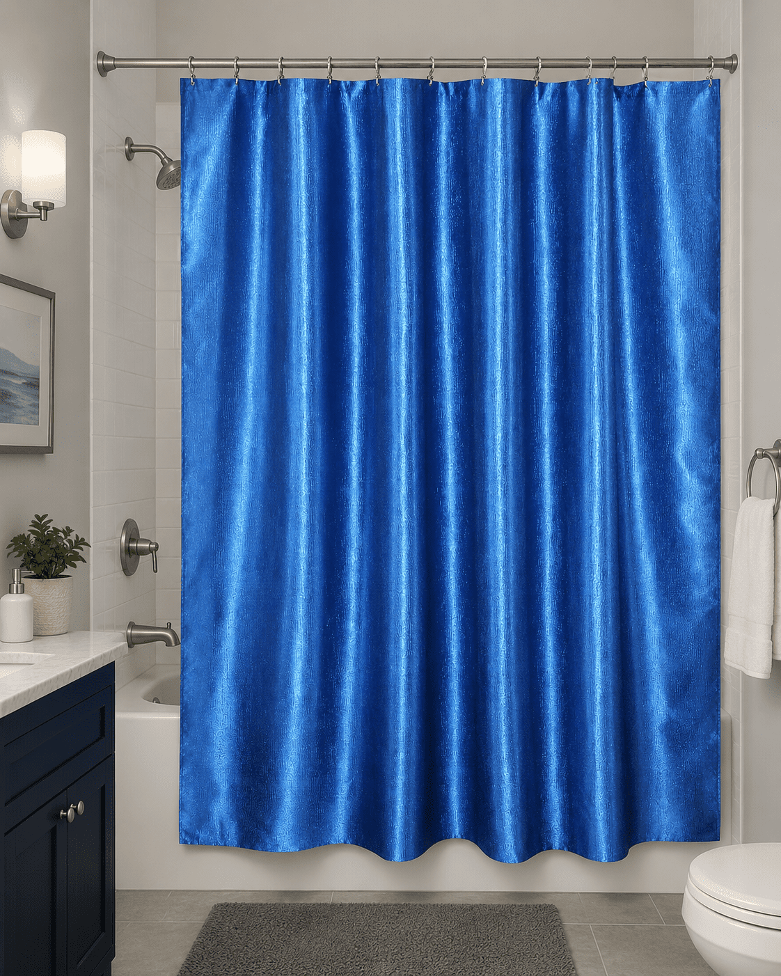 Luxury Fabric Shower Curtain: Shimmering Textured Jacquard Cloth