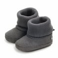 thumbnail image 2 of Dakaela 0-18M Baby Booties Newborn Infant Knit Sock Shoes Toddler Boys Girls Winter Warm Unisex First Walkers Ankle Crib Slippers Dark Gray, 2 of 6