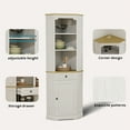 thumbnail image 3 of Lisonu 68" Tall Corner Cabinet with Drawer and Door, Antique White Farmhouse Storage Cabinet with Adjustable Shelves for Living Room, Kitchen, and Bathroom, 3 of 16
