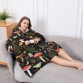 thumbnail image 5 of Oversized Wearable Blanket Hoodie,Red Mushroom Leaf Black Pattern Sherpa Blanket Hoodie with Super Pockets,Super Warm Fuzzy Pullover for Women & Men, 5 of 6