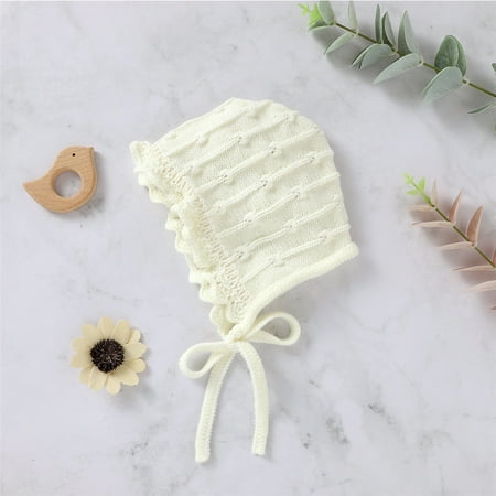 

Puloru Baby Hat Soft Cute Beanie Hat Winter Christening Solid Color Winter Warm Cap