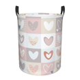 thumbnail image 1 of ZNDUO Round Laundry Basket, Waterproof Collapsible Laundry Baskets with Handles, Medium Size - Pink Cute Love Hearts Pattern, 1 of 8