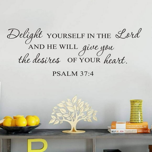 Delight Yourself in The Lord Bible Verse Wall Decal – Inspirational Vinyl Scripture Quote from Psalm and Joshua – Christian Wall Art for Bedroom, Living Room, or Study (AY1811 Delight Lord 42X118CM)
