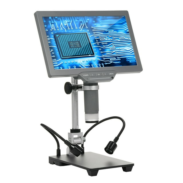 Remoter Digital Microscope with 10.1'' IPS Screen TV Digital Microscope for Electronic Repair Microscope with IR Remoter, USB Cable, Base and Metal Bracket