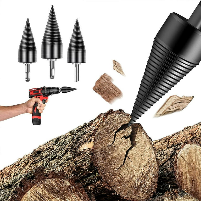 1111Fourone Firewood Drill Bit Carbon Steel Wood Splitter Non slip