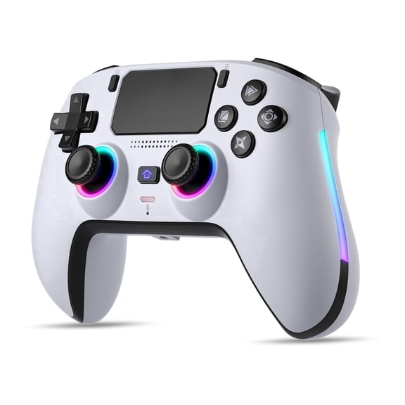 Wireless Controller Compatible with P5/PC/Steam/Mac/Android/iOS,P5 Gamepad Joystick with Hall Effect Joystick, Programmable Back Paddles, Dual Vibration, 15 Hrs Battery Life, White