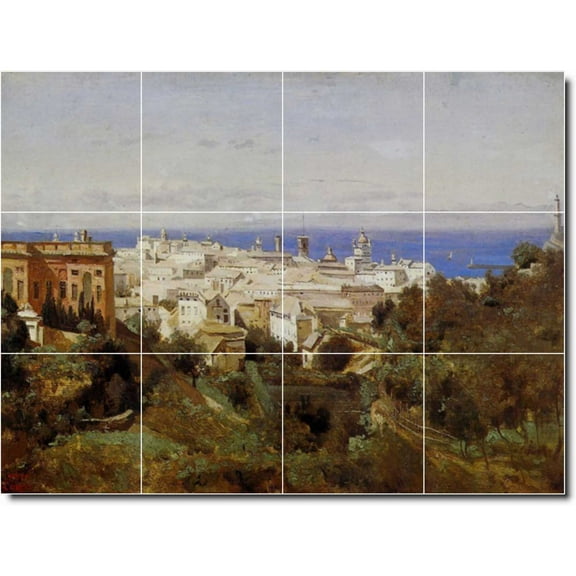 Ceramic Tile Mural-Jean Corot Landscapes Painting 320. 17" w x 12.75" h using (12) 4.25 x 4.25 ceramic tiles