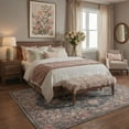 thumbnail image 2 of 2x7 Area Rugs Machine Washable Low Pile Runner with Non Slip Backing for Hallway, Laundry Room, Bedroom, Bathroom, Floral Medallion Pattern, Charcoal Blush, 2 of 4