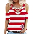 thumbnail image 2 of Fiudx Liquidación de Ahorros de Verano Blusa Estampada a La Moda con Cuello En V y Manga Corta para Mujer, 2 of 4
