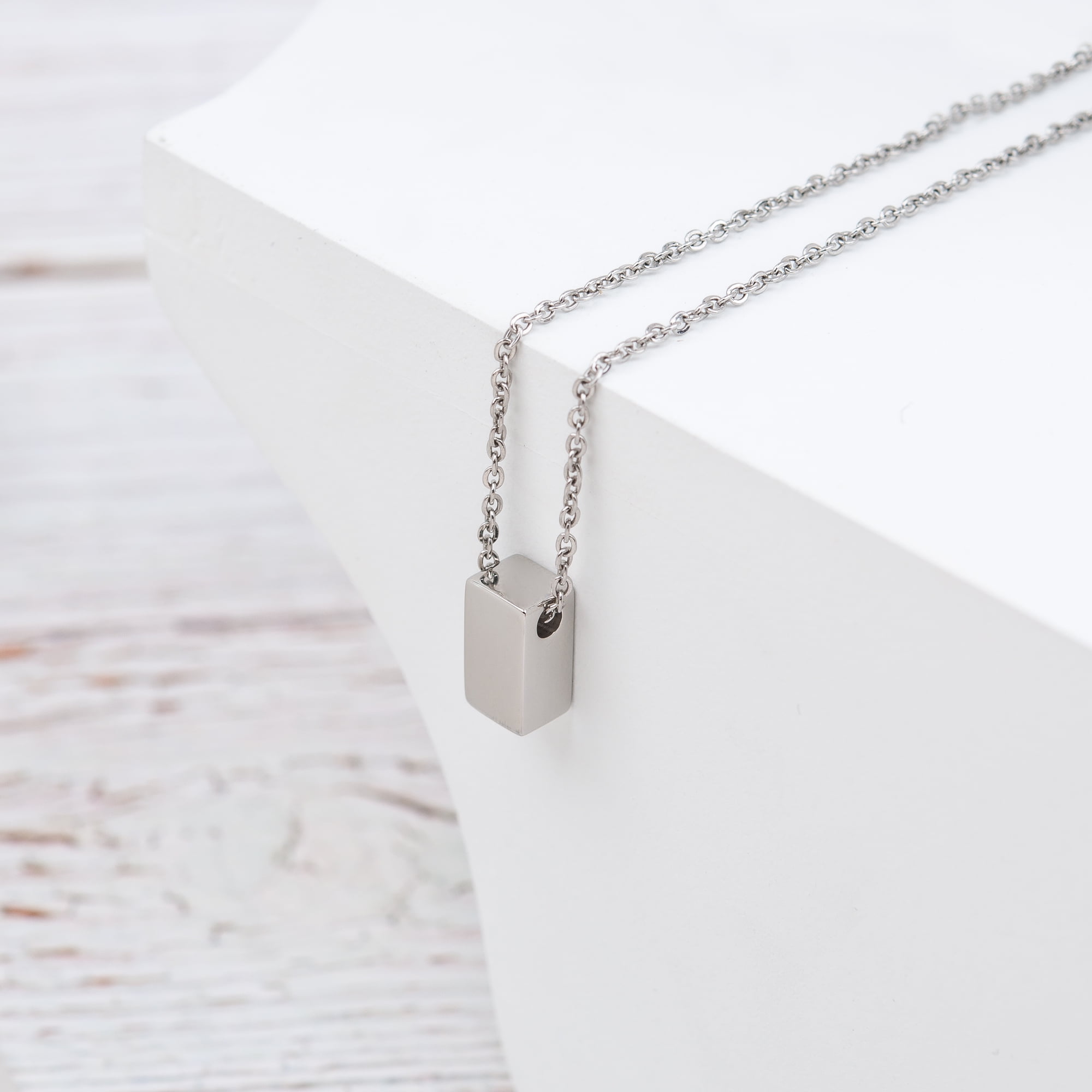 Anavia Best Friend Necklace, Friendship Jewelry, Best Friend Gifts, Gift for Friend, Birthday Gift, Christmas Gift for Her, Cube Pendant Necklace with Wish Card -[Silver Charm]