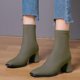 thumbnail image 2 of NECHOLOGY Botas Mujer Zapatos Botines mujer Simple Color Sólido Cómodo Tacón Grueso Media Punta Cuadrada Punta De Manga Elástica Talla Grande Botas Occidentales Botines Botas (Green, 7.5), 2 of 6