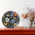 thumbnail image 2 of Yayeee 10" Wall Clock Battery Operated Quartz Round Silent Non-Ticking Home Decor, Navy Floral Pattern, 2 of 6