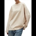 thumbnail image 2 of Camisetas de Larga Extragrandes para Mujer 2025, Camisetas Básicas de Cuello Redondo, Tops de Otoño, Ropa Informal de Entrenamiento Y2K Albaricoque L, 2 of 8