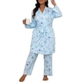 thumbnail image 4 of ZANKLEY Womens Pajamas Set 3 Piece Floral Butterfly Print Cami Top Long Pants Robe Sleepwear Loungewear Comfort, 4 of 12