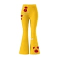 thumbnail image 7 of FRSASU Flare Leggings for Women, Rose Printed Elastic Waist Yoga Pants Bootcut Flared Leggings Yellow, 7 of 7