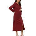 thumbnail image 4 of Unique Bargains Womens Robe Zip up Hooded House Dress Nightshirt Hoodie Long Bathrobe XL Red, 4 of 5