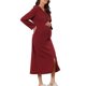thumbnail image 4 of INSPIRE CHIC Bata de Noche con Cremallera para Mujeres, Larga, con Capucha, Sudadera de Manga Larga, Ropa de Casa con Bolsillos, XL Rojo, 4 of 6