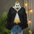 thumbnail image 4 of Wensltd Sweatshirt for Women Loose Fit Crew Neck Christmas Tree Print Black Long Sleeve Hoodless Blouse Holiday Red, 4 of 5