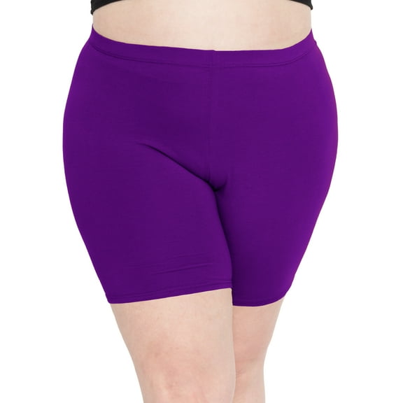 Stretch Is Comfort Women's Plus Size Cotton Biker Shorts Purple X-Large
