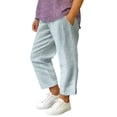 thumbnail image 2 of CPNG Girls Daily Casual Baggy Striped Pants Teen Girls Straight Soft Pants Loose Pockets Elastic Waist Pants(Light Blue,5-6 Years), 2 of 5