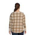 thumbnail image 4 of Terry & Sky Women’s Plus Size Henley Waffle Tee with Long Sleeves, 2- Pack, 4 of 5