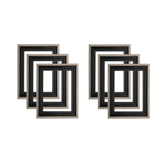 Creative Mark Illusions Floater Frame For 3/4" Deep Canvases - 6x8" Antique Silver - No Glass or Backing - Wood Composite Floating Illusion Frame for Canvas Paintings- With Hanging Hardware