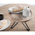 thumbnail image 3 of Kate and Laurel Sherald Rustic Carved Wood Pedestal Tray, 11 Inch Diameter, Whitewash, Decorative Centerpiece Display Stand, 3 of 7