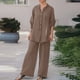 thumbnail image 1 of Camisa de mujer pantalones trajes moda algodón lino pantalones sueltos conjunto ropa de calle para mujer FLhrweasw Nuevo, 1 of 7