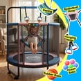 thumbnail image 2 of YORIN Trampoline for Kids, 55'' Toddler Mini Trampoline with Enclosure Net, Basketball Hoop, 4.5FT Indoor/Outdoor Kids Trampoline with Swing, Adjustable Gymnastics Bars, Gifts for Boys Girls, 500LBS, 2 of 9