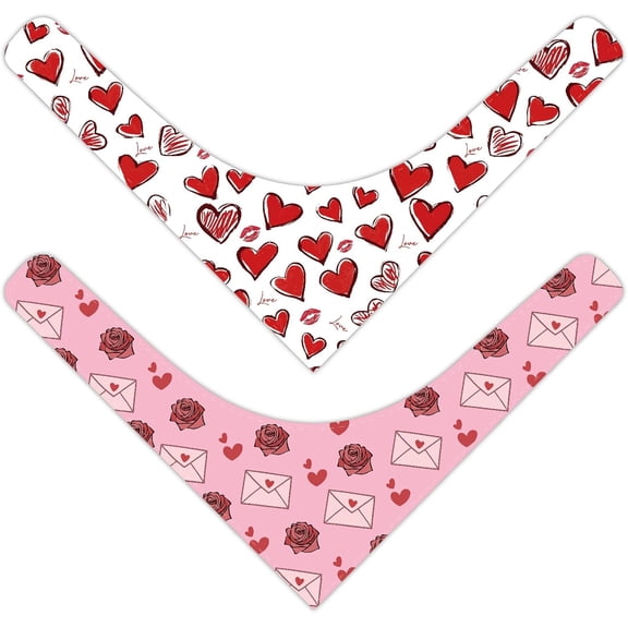 2 Sided 2Pcs Heart Dog anas Envelope Pet ana Triangle Scarf for Medium Large Dogs Reversible Cat Kerchief Adjustable Cats Bibs Accessory Pets Valentine' s Day Engagement Party Outfit