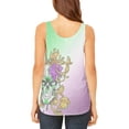 thumbnail image 2 of Mardi Gras Voodoo Zombie Skull Juniors Flowy Side Slit Tank Top Multi SM, 2 of 2