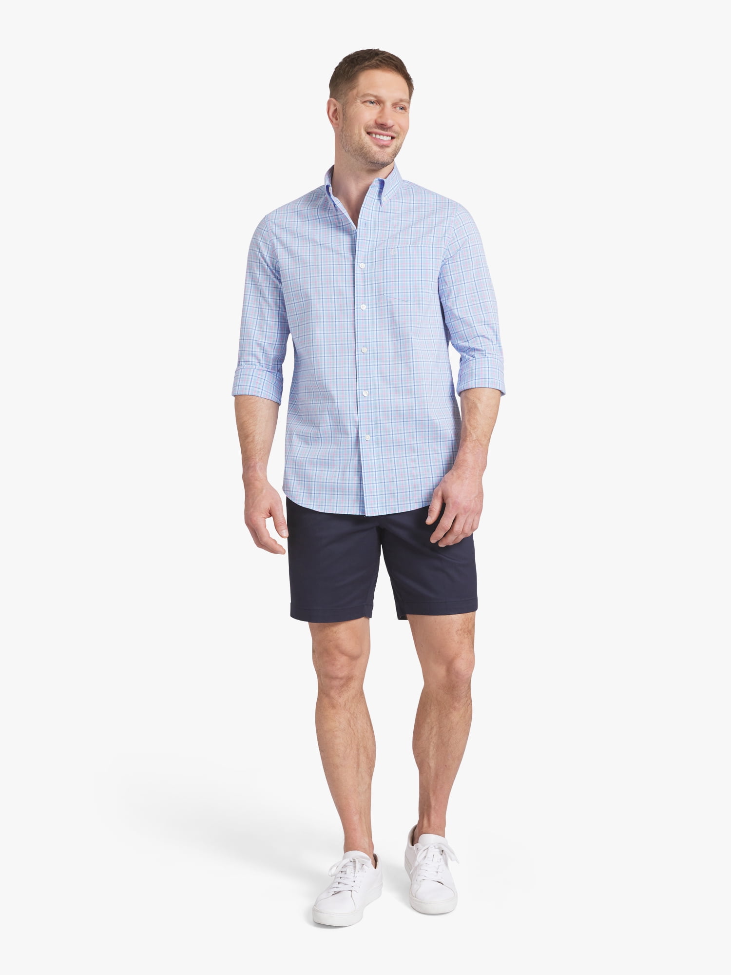 Chaps Men's & Big Men's Long Sleeve Easy Care Stretch Poplin Shirt, Sizes S-3XL
