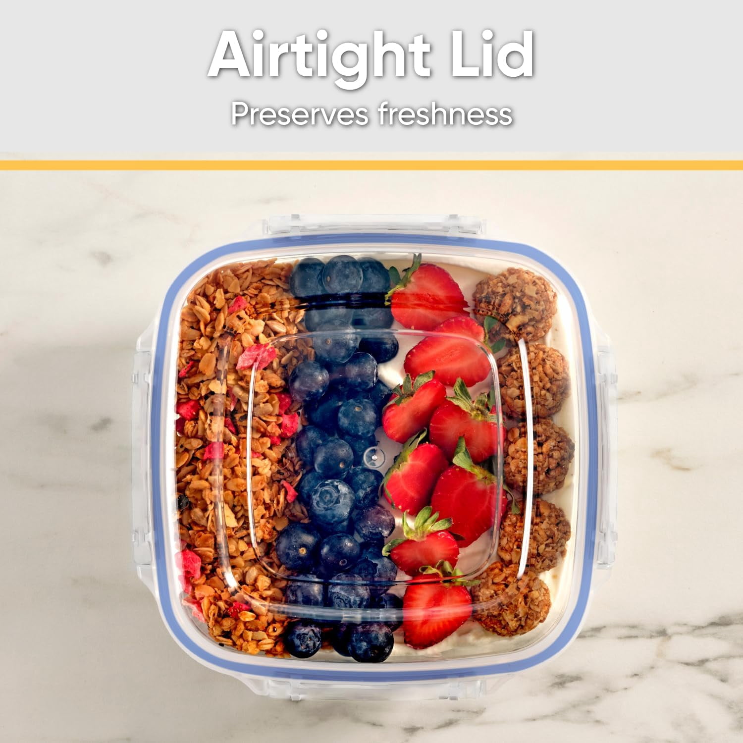 Superio Airtight Food Storage Containers with Leakproof Lids (2 Pack), 128 oz, Clear