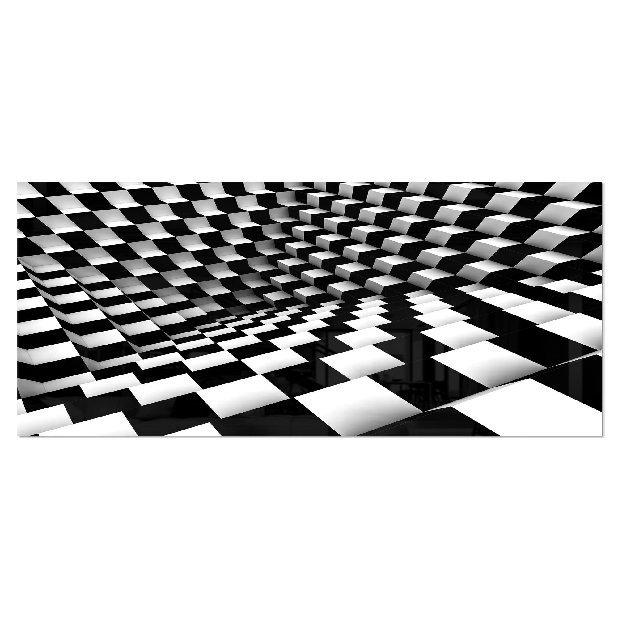Designart 'Optical Black and White Pattern ' Abstract Metal Wall Art
