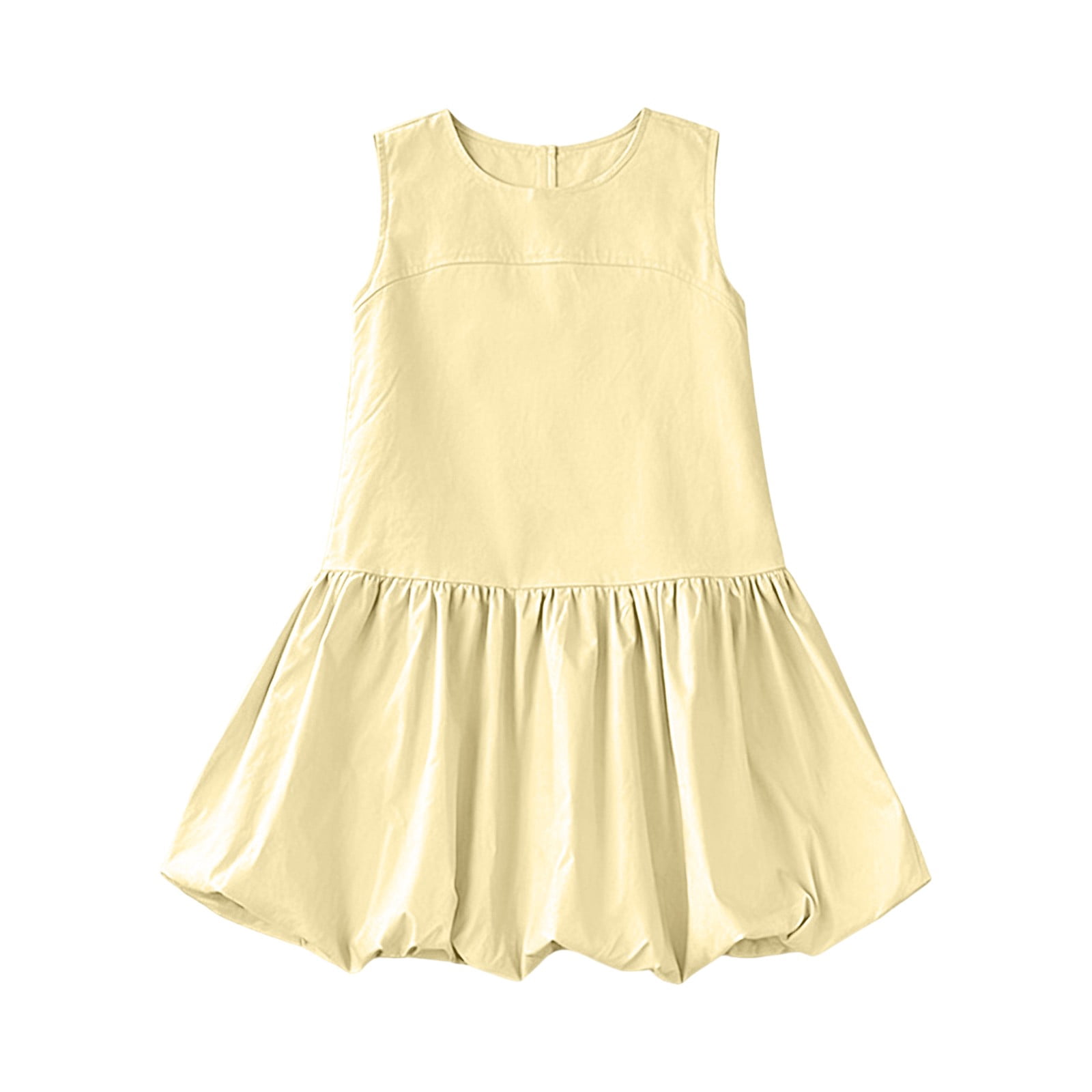Letdown Girls Bubble Tennis Dresses Crew Neck Sleeveless Solid Summer Dress Lightweight Athletic Workout Dress Golf Outfit Activewear
