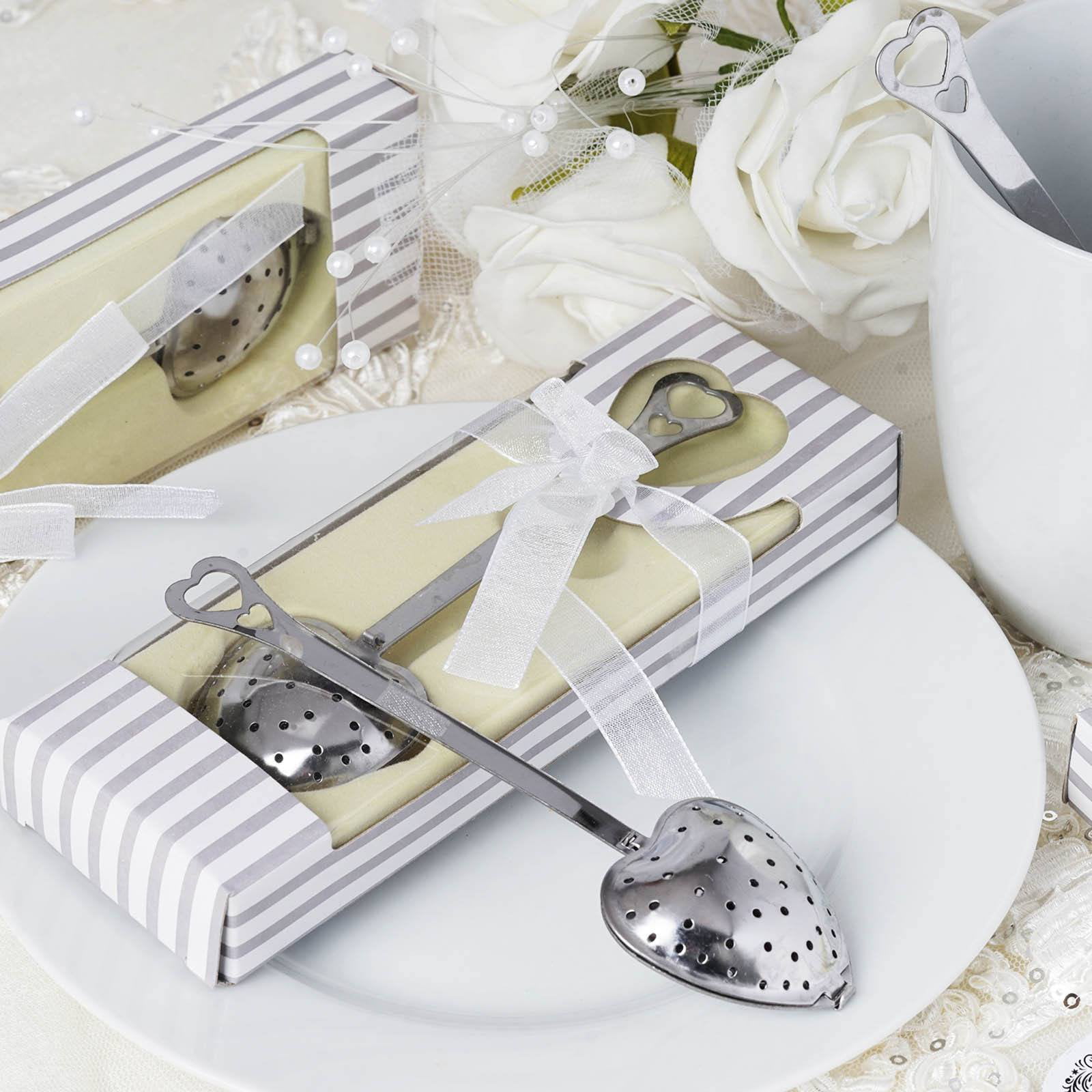 50 Silver Metal Heart Garden Party Tea Infuser Wedding Bridal Shower Party Favor