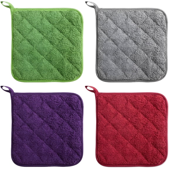 ACDANC 4PCS 7 X 7"es Pot Holders for Kitchen Heat Resistant Pot Holders Sets Oven Hot Pads Terry Cloth Pot Holders (Size: 18x18cm/7 X 7")