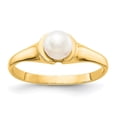 thumbnail image 1 of Solid 14k Yellow Gold 5mm Freshwater Cultured Pearl Ring Band Size 7.5, 1 of 3