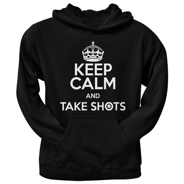 St. Patricks Day - Keep Calm Take Shots Black Adult Pullover Hoodie