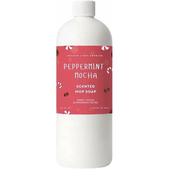 Mop Soap Highly Scented Concentrate – Plant-Based Cleaning Agents Peppermint Mocha Floor Cleaner Safe for Vinyl Tile Laminate Stone & Sealed Hardwood No-Rinse Winter Edition 32 oz Made in USA