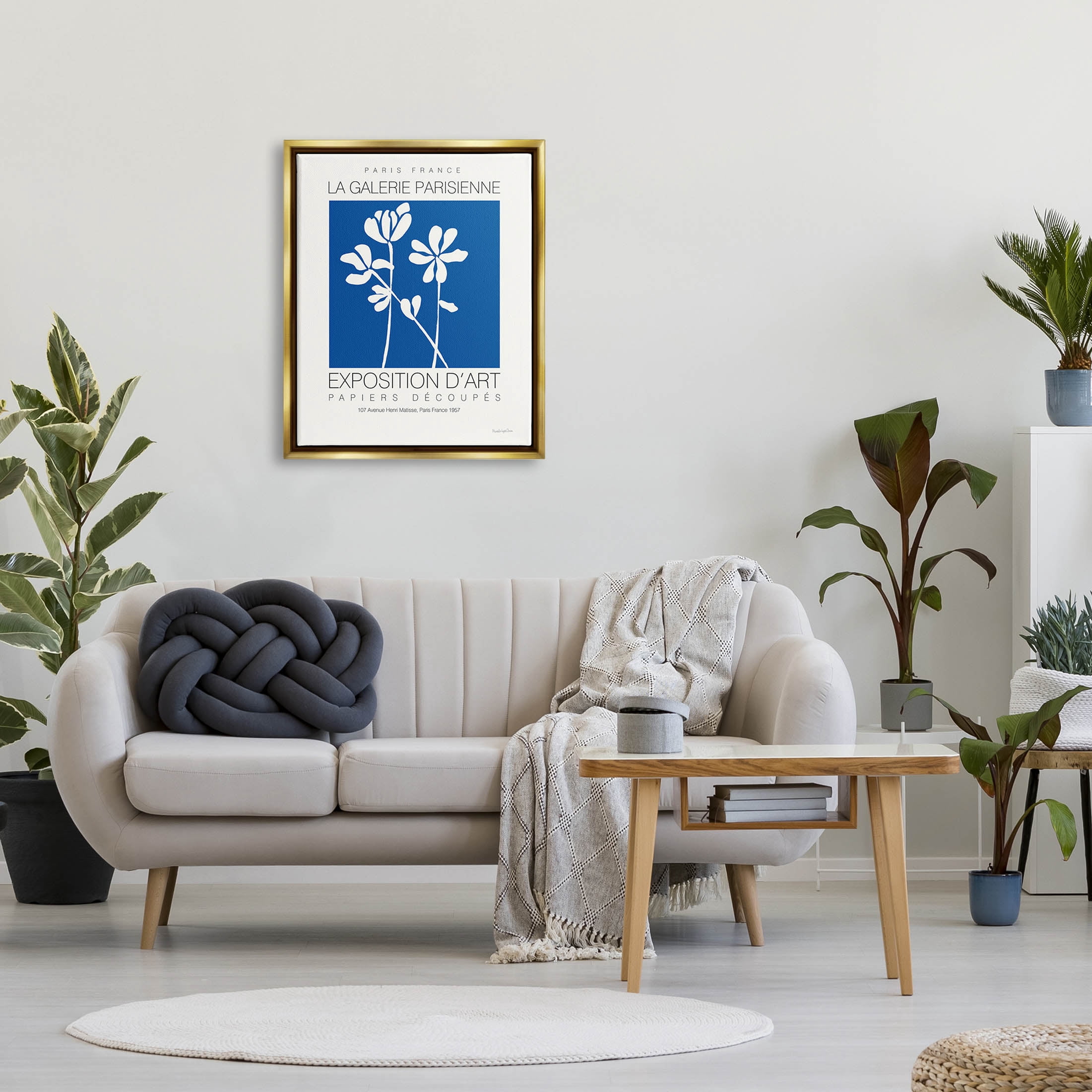 Stupell Industries Contemporary Botanicals French Gallery Graphic Art Metallic Gold Floating Framed Canvas Print Wall Art, Design by Mercedes Lopez Charro